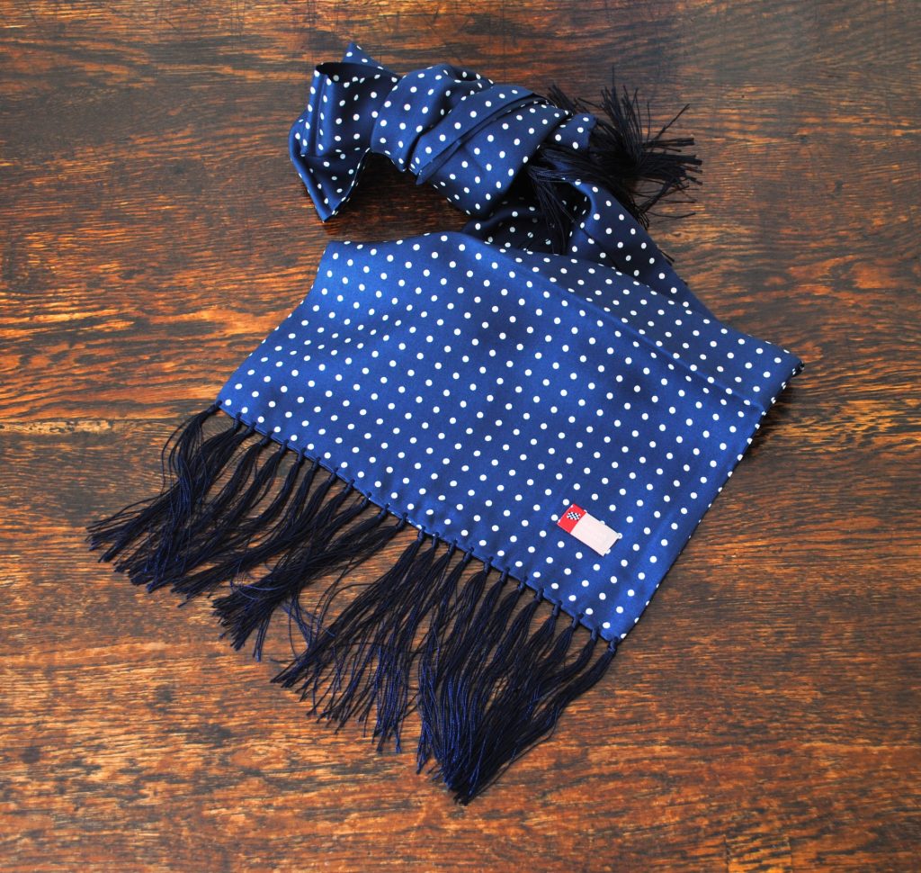 Black Polka Dot Silk Aviator Scarf